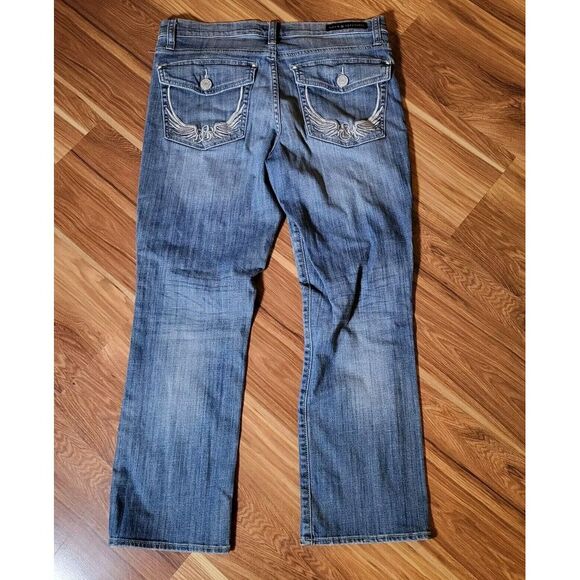 Rock & Republic Womens Size 12 Kendall Denim Jeans 32x25.5‎ Med Wash Embroidered - Picture 8 of 13